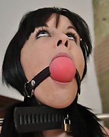 Tied Virgin Karina is ballgagged and made to suffer