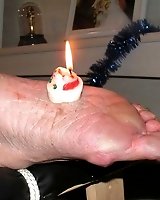Woman gets hot candle wax on her bare foot